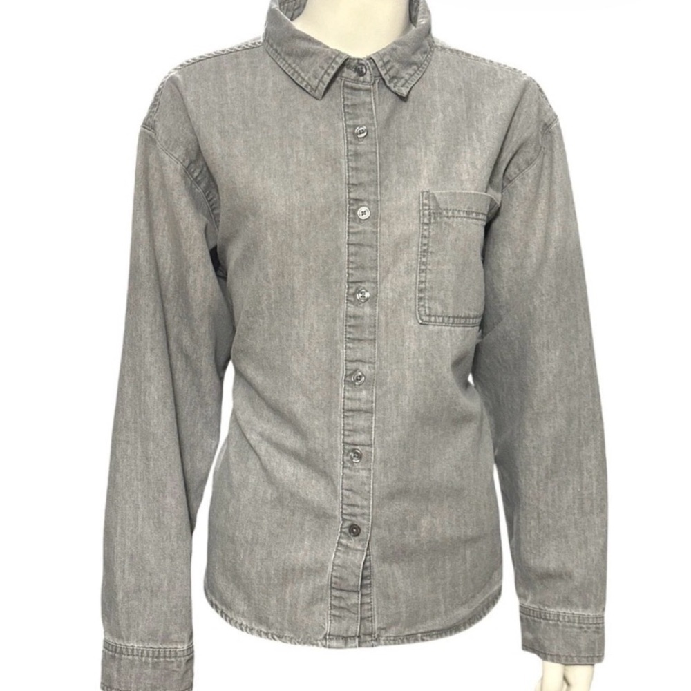 Women's Gray Denim Button Up Shirt